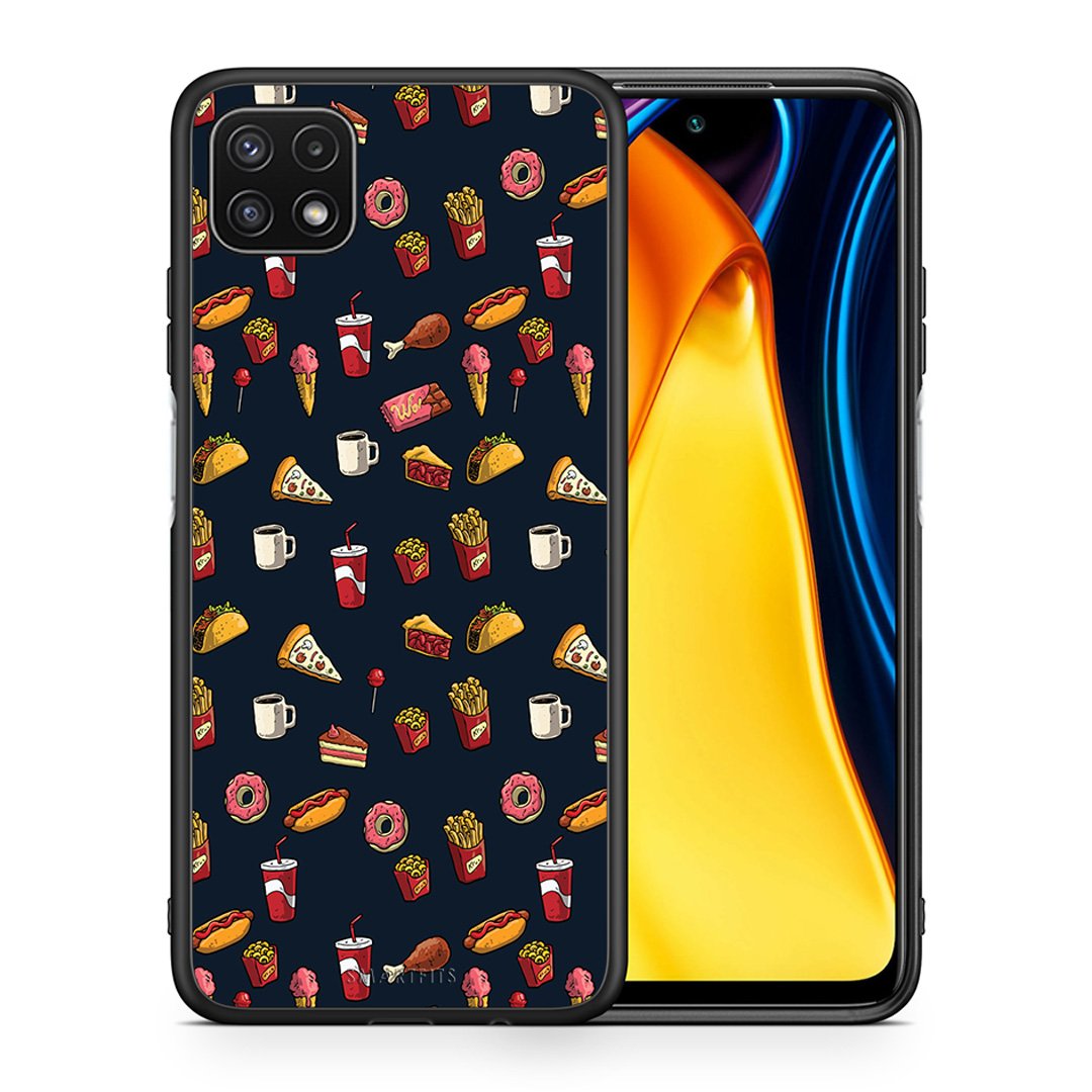 Θήκη Samsung A22 5G Hungry Random από τη Smartfits με σχέδιο στο πίσω μέρος και μαύρο περίβλημα | Samsung A22 5G Hungry Random case with colorful back and black bezels