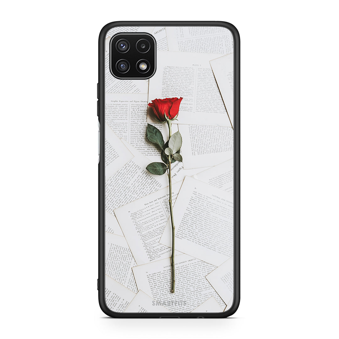 Samsung A22 5G Red Rose θήκη από τη Smartfits με σχέδιο στο πίσω μέρος και μαύρο περίβλημα | Smartphone case with colorful back and black bezels by Smartfits