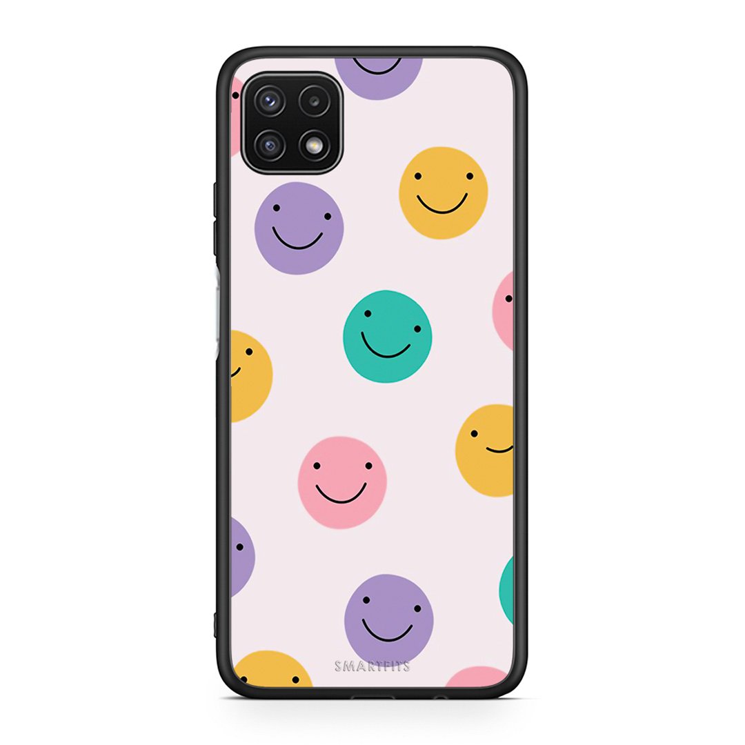 Samsung A22 5G Smiley Faces θήκη από τη Smartfits με σχέδιο στο πίσω μέρος και μαύρο περίβλημα | Smartphone case with colorful back and black bezels by Smartfits