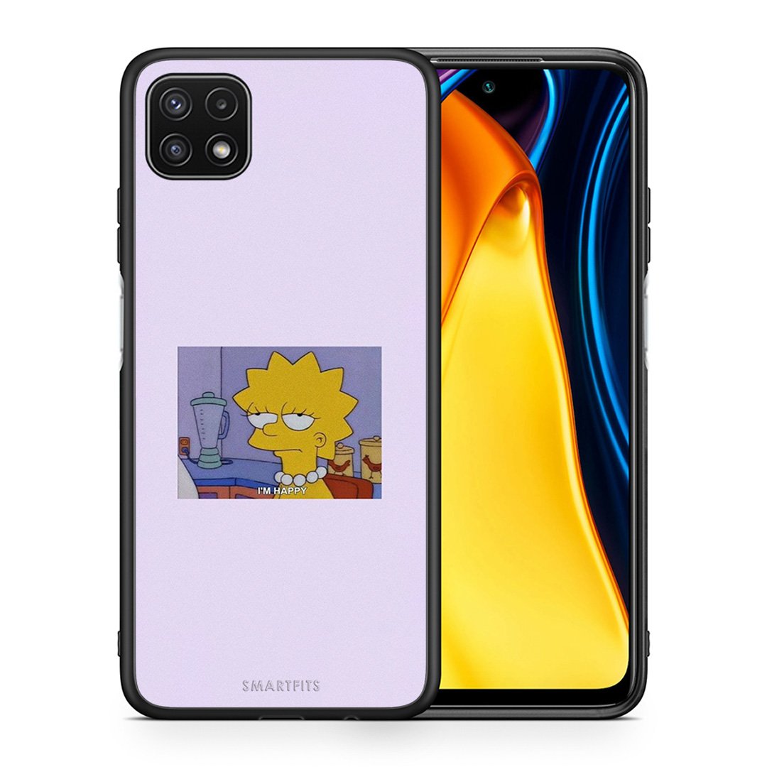 Θήκη Samsung A22 5G So Happy από τη Smartfits με σχέδιο στο πίσω μέρος και μαύρο περίβλημα | Samsung A22 5G So Happy case with colorful back and black bezels