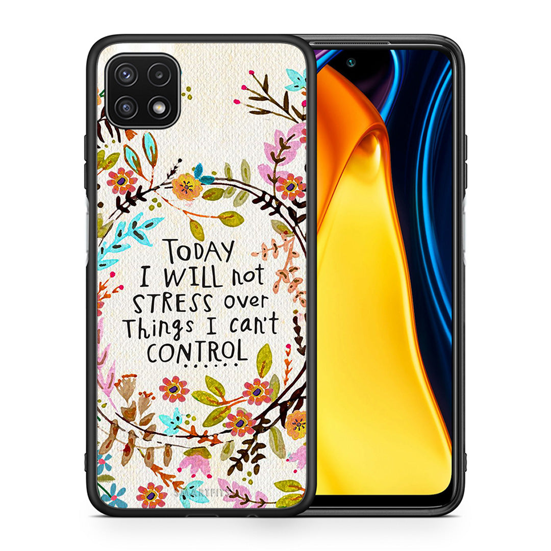 Θήκη Samsung A22 5G Stress Over από τη Smartfits με σχέδιο στο πίσω μέρος και μαύρο περίβλημα | Samsung A22 5G Stress Over case with colorful back and black bezels