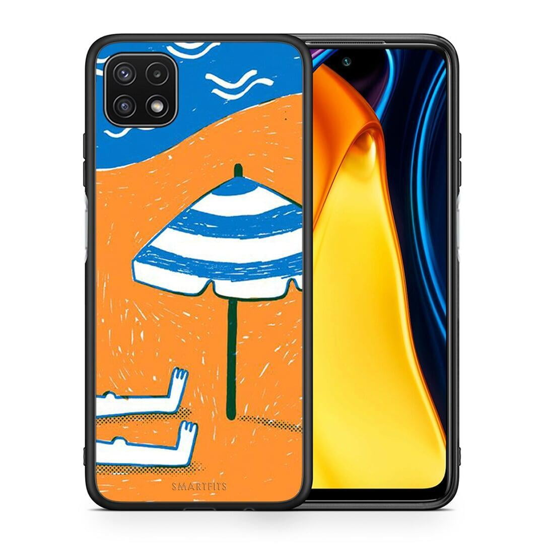 Θήκη Samsung A22 5G Summering από τη Smartfits με σχέδιο στο πίσω μέρος και μαύρο περίβλημα | Samsung A22 5G Summering case with colorful back and black bezels