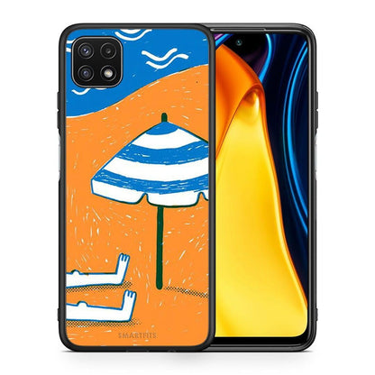 Θήκη Samsung A22 5G Summering από τη Smartfits με σχέδιο στο πίσω μέρος και μαύρο περίβλημα | Samsung A22 5G Summering case with colorful back and black bezels