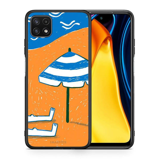 Θήκη Samsung A22 5G Summering από τη Smartfits με σχέδιο στο πίσω μέρος και μαύρο περίβλημα | Samsung A22 5G Summering case with colorful back and black bezels