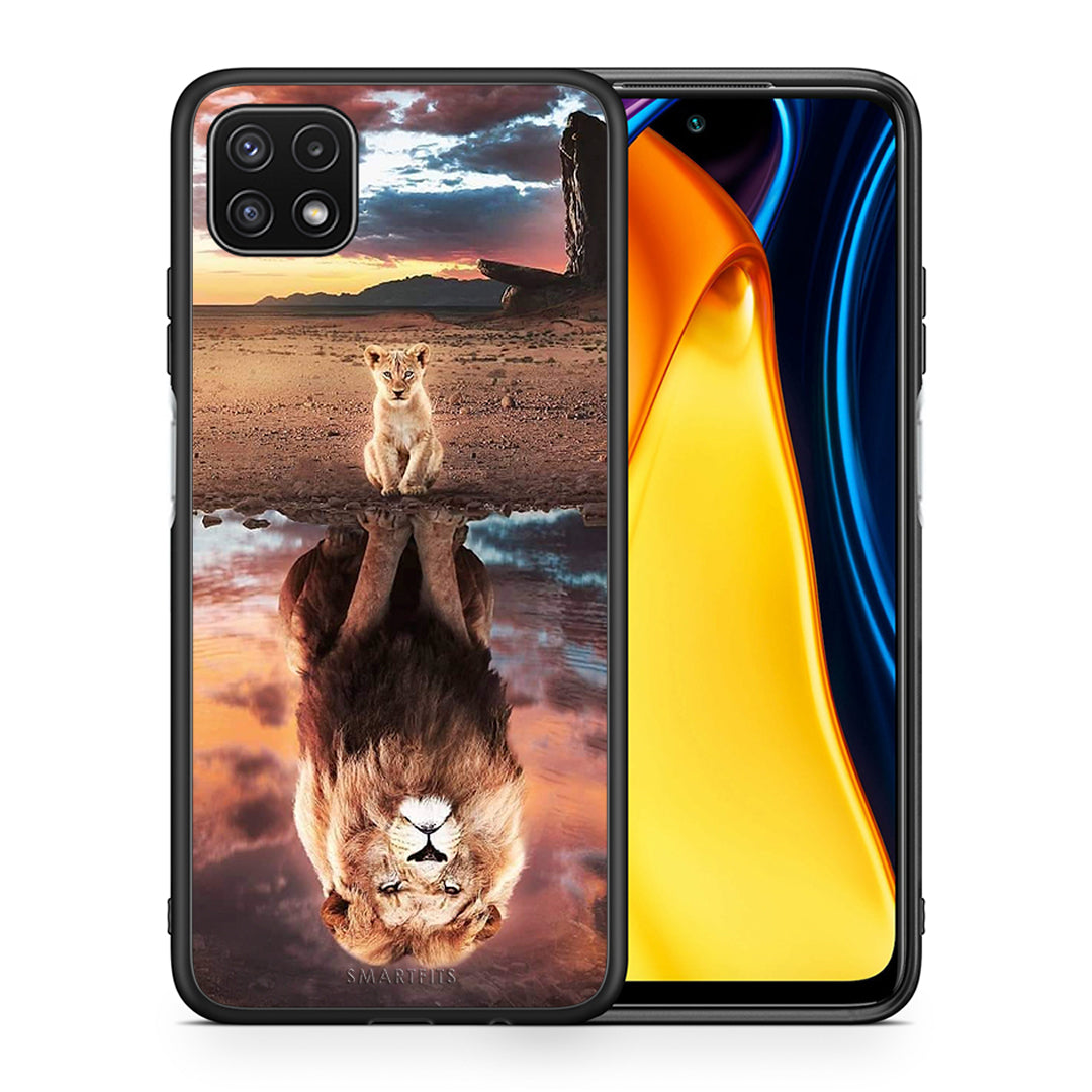 Θήκη Αγίου Βαλεντίνου Samsung A22 5G Sunset Dreams από τη Smartfits με σχέδιο στο πίσω μέρος και μαύρο περίβλημα | Samsung A22 5G Sunset Dreams case with colorful back and black bezels