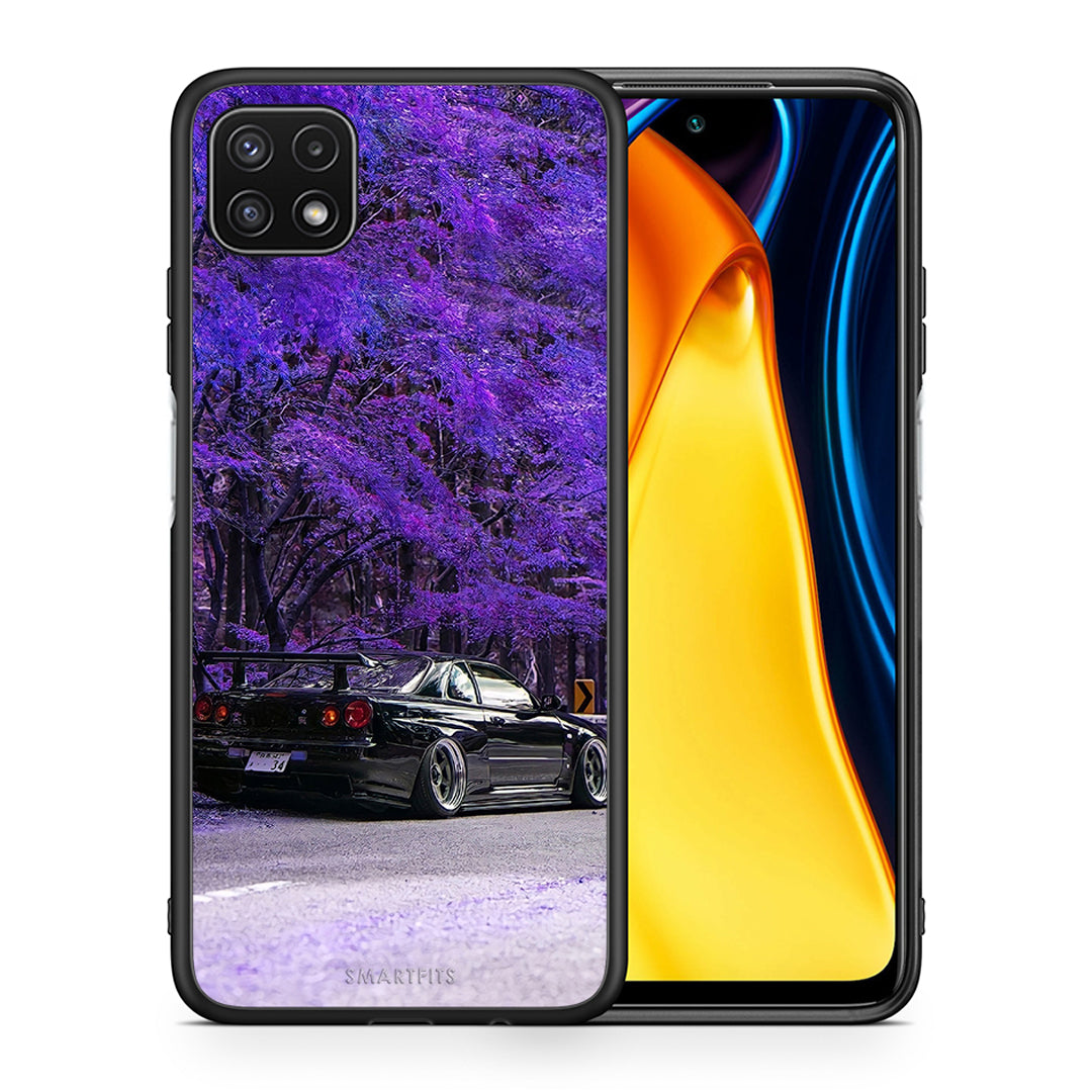 Θήκη Αγίου Βαλεντίνου Samsung A22 5G Super Car από τη Smartfits με σχέδιο στο πίσω μέρος και μαύρο περίβλημα | Samsung A22 5G Super Car case with colorful back and black bezels