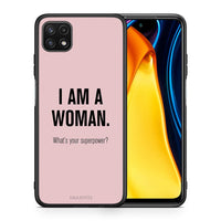 Thumbnail for Θήκη Samsung A22 5G Superpower Woman από τη Smartfits με σχέδιο στο πίσω μέρος και μαύρο περίβλημα | Samsung A22 5G Superpower Woman case with colorful back and black bezels