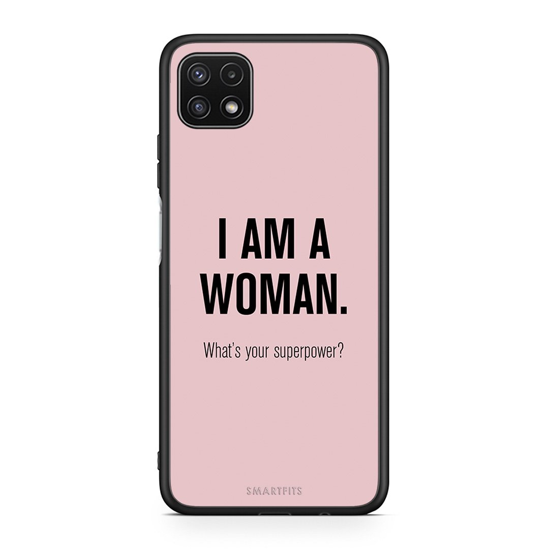 Samsung A22 5G Superpower Woman θήκη από τη Smartfits με σχέδιο στο πίσω μέρος και μαύρο περίβλημα | Smartphone case with colorful back and black bezels by Smartfits