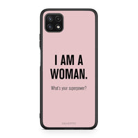 Thumbnail for Samsung A22 5G Superpower Woman θήκη από τη Smartfits με σχέδιο στο πίσω μέρος και μαύρο περίβλημα | Smartphone case with colorful back and black bezels by Smartfits