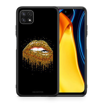 Θήκη Samsung A22 5G Golden Valentine από τη Smartfits με σχέδιο στο πίσω μέρος και μαύρο περίβλημα | Samsung A22 5G Golden Valentine case with colorful back and black bezels