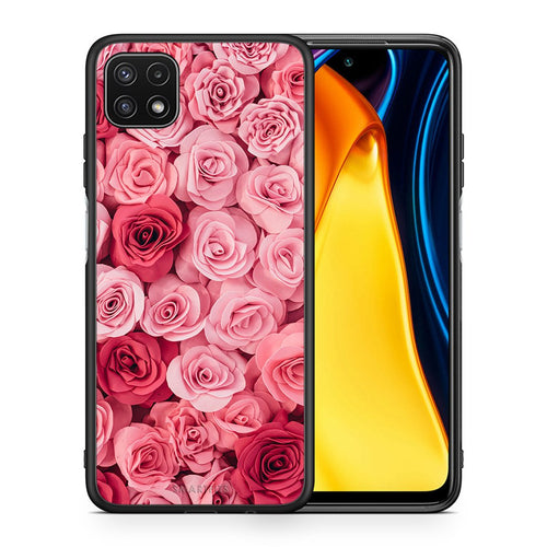 Θήκη Samsung A22 5G RoseGarden Valentine από τη Smartfits με σχέδιο στο πίσω μέρος και μαύρο περίβλημα | Samsung A22 5G RoseGarden Valentine case with colorful back and black bezels