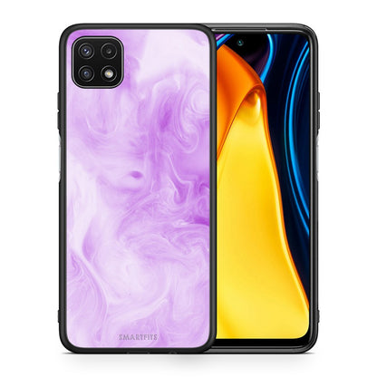 Θήκη Samsung A22 5G Lavender Watercolor από τη Smartfits με σχέδιο στο πίσω μέρος και μαύρο περίβλημα | Samsung A22 5G Lavender Watercolor case with colorful back and black bezels
