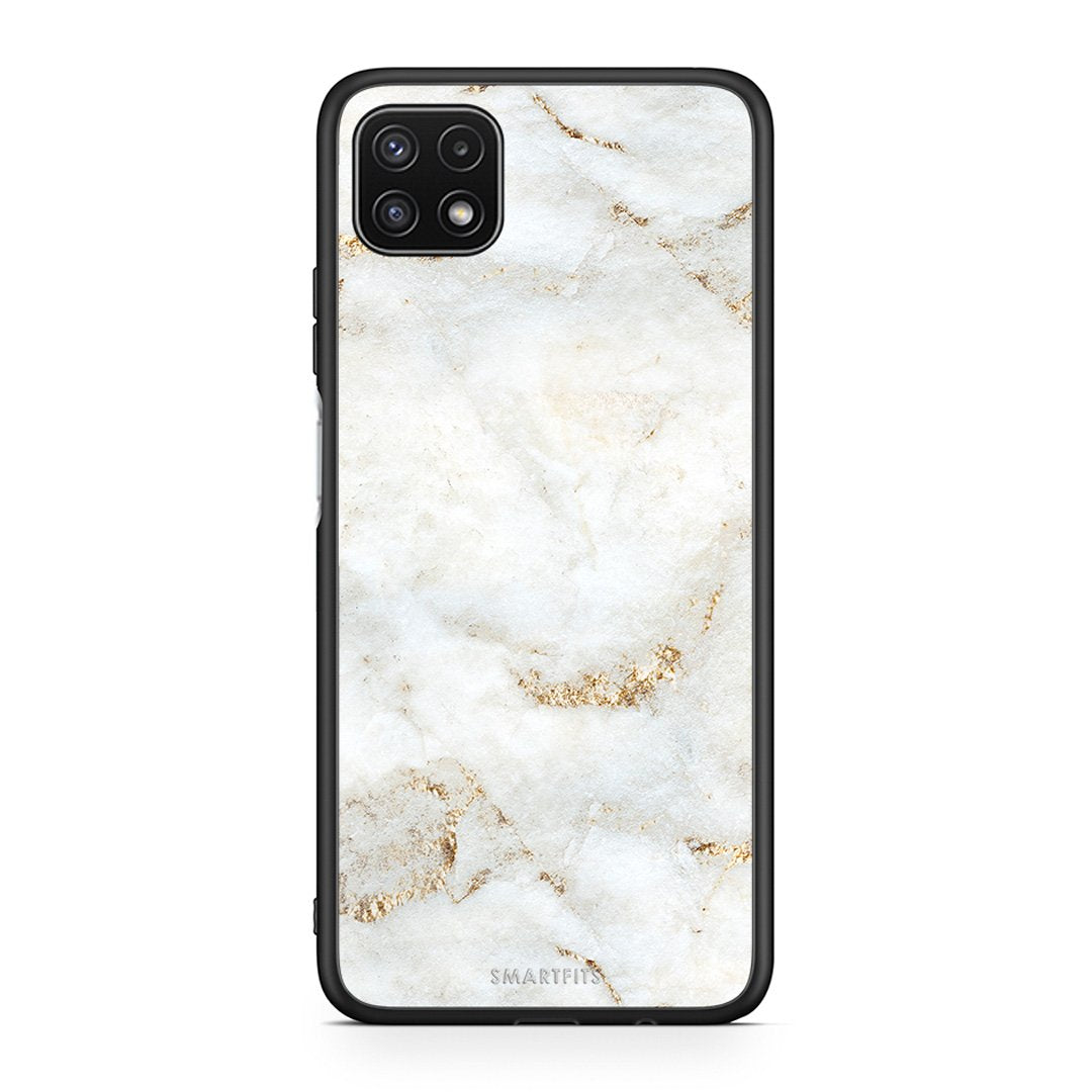 Samsung A22 5G White Gold Marble θήκη από τη Smartfits με σχέδιο στο πίσω μέρος και μαύρο περίβλημα | Smartphone case with colorful back and black bezels by Smartfits