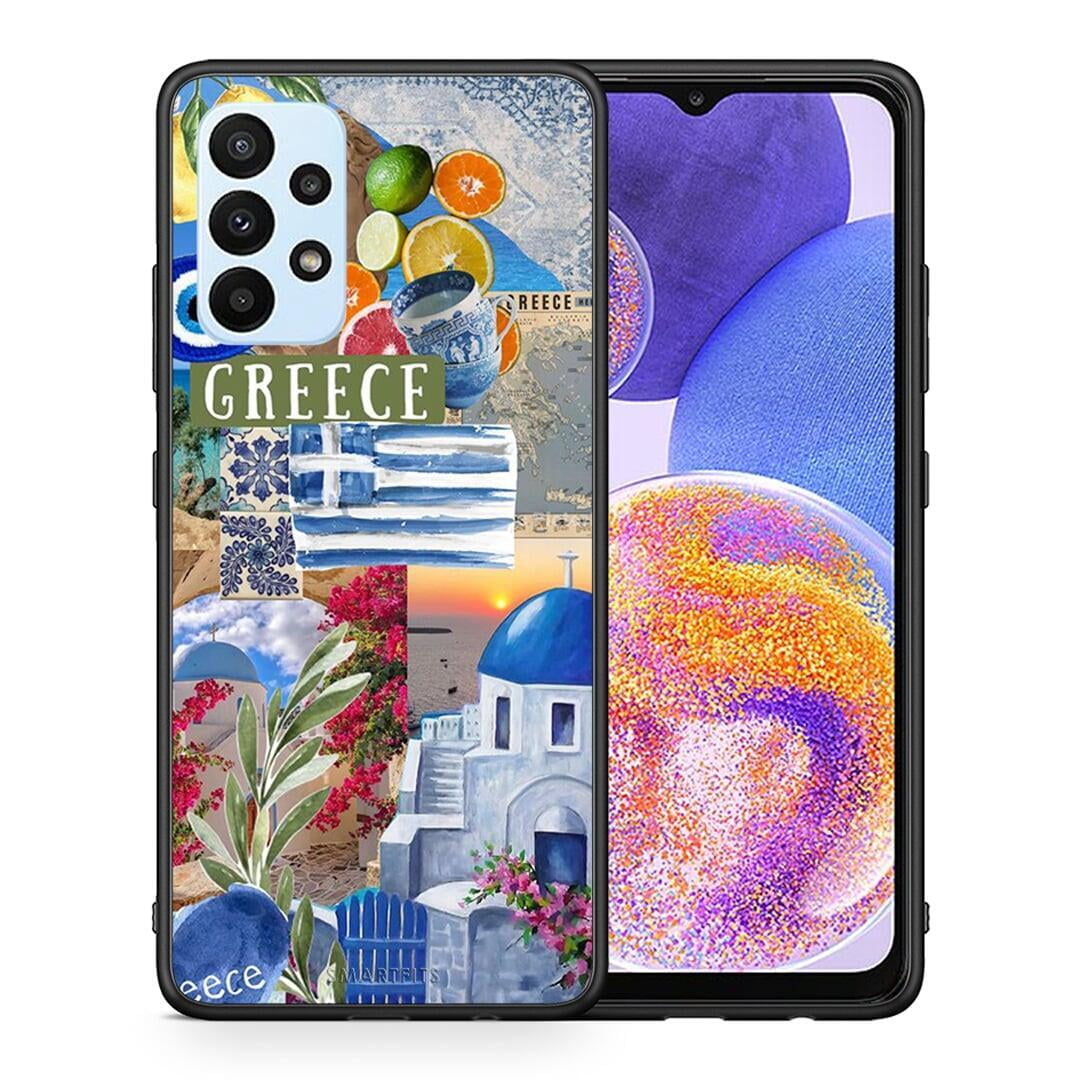Θήκη Samsung A23 All Greek από τη Smartfits με σχέδιο στο πίσω μέρος και μαύρο περίβλημα | Samsung A23 All Greek case with colorful back and black bezels