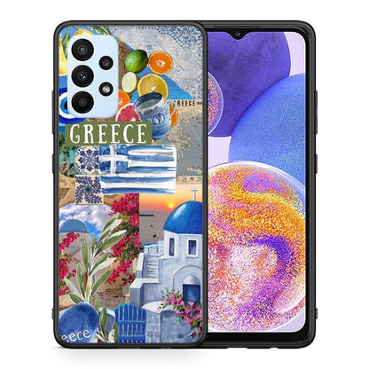 Θήκη Samsung A23 All Greek από τη Smartfits με σχέδιο στο πίσω μέρος και μαύρο περίβλημα | Samsung A23 All Greek case with colorful back and black bezels