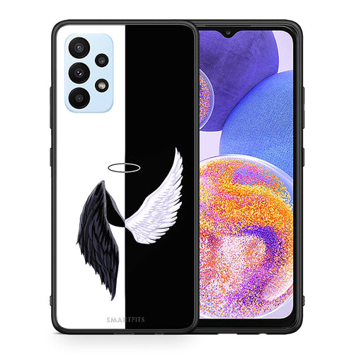 Θήκη Samsung A23 Angels Demons από τη Smartfits με σχέδιο στο πίσω μέρος και μαύρο περίβλημα | Samsung A23 Angels Demons case with colorful back and black bezels