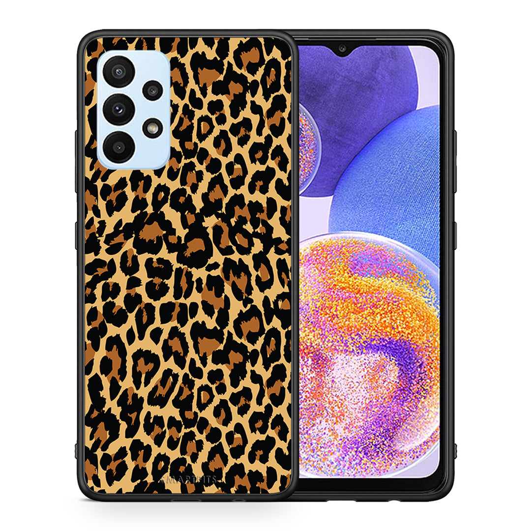 Θήκη Samsung A23 Leopard Animal από τη Smartfits με σχέδιο στο πίσω μέρος και μαύρο περίβλημα | Samsung A23 Leopard Animal case with colorful back and black bezels