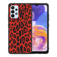 Thumbnail for Θήκη Samsung A23 Red Leopard Animal από τη Smartfits με σχέδιο στο πίσω μέρος και μαύρο περίβλημα | Samsung A23 Red Leopard Animal case with colorful back and black bezels