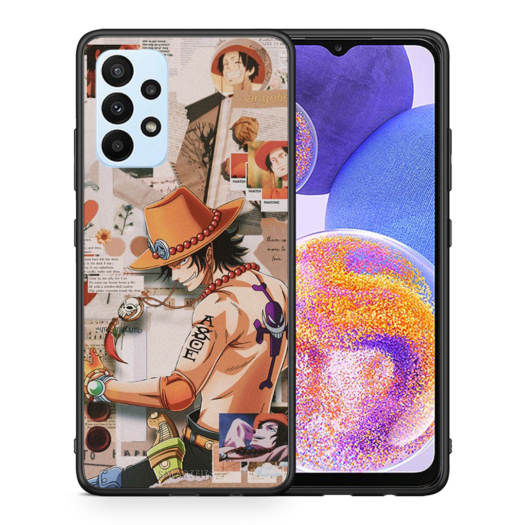 Θήκη Samsung A23 Anime Collage από τη Smartfits με σχέδιο στο πίσω μέρος και μαύρο περίβλημα | Samsung A23 Anime Collage case with colorful back and black bezels