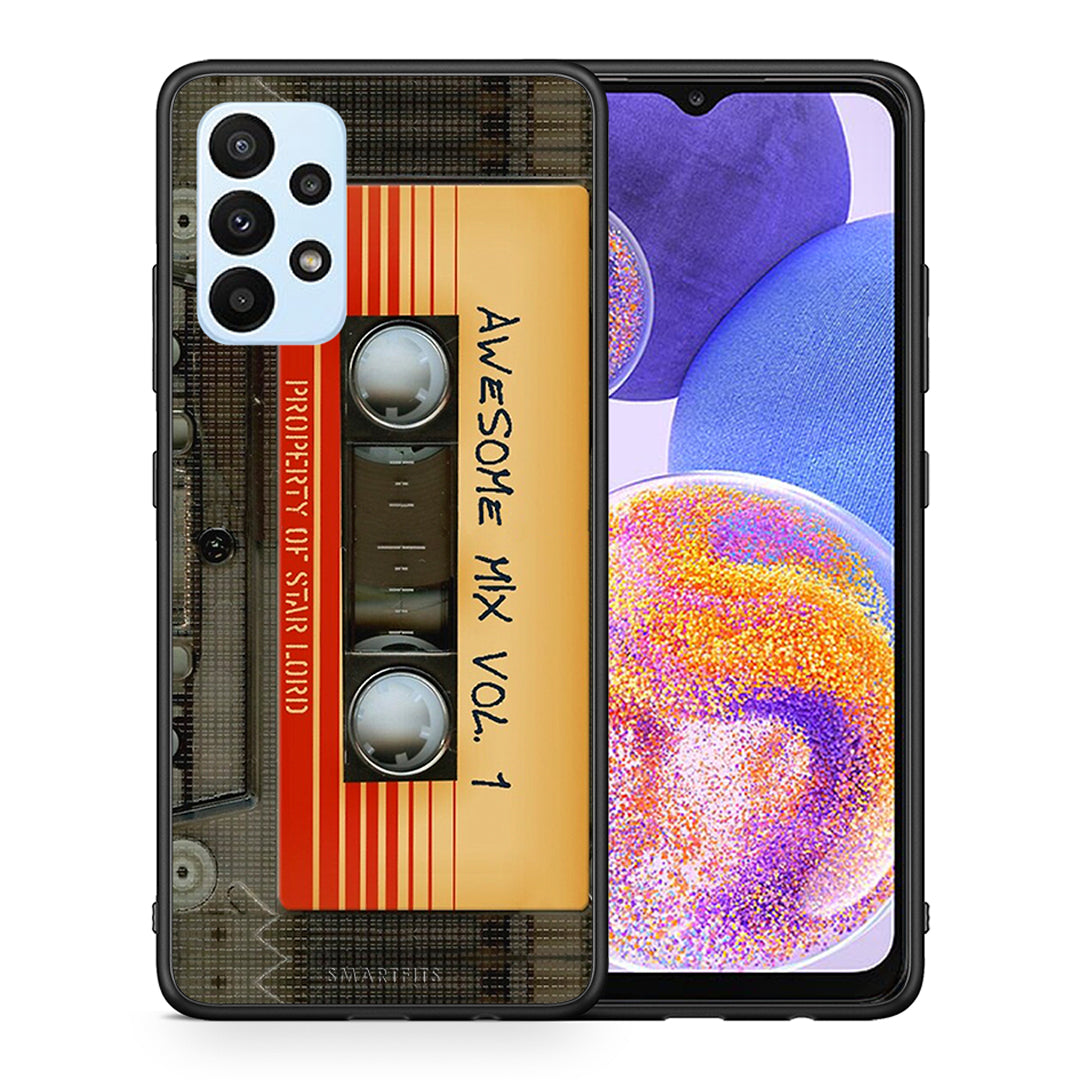 Θήκη Samsung A23 Awesome Mix από τη Smartfits με σχέδιο στο πίσω μέρος και μαύρο περίβλημα | Samsung A23 Awesome Mix case with colorful back and black bezels