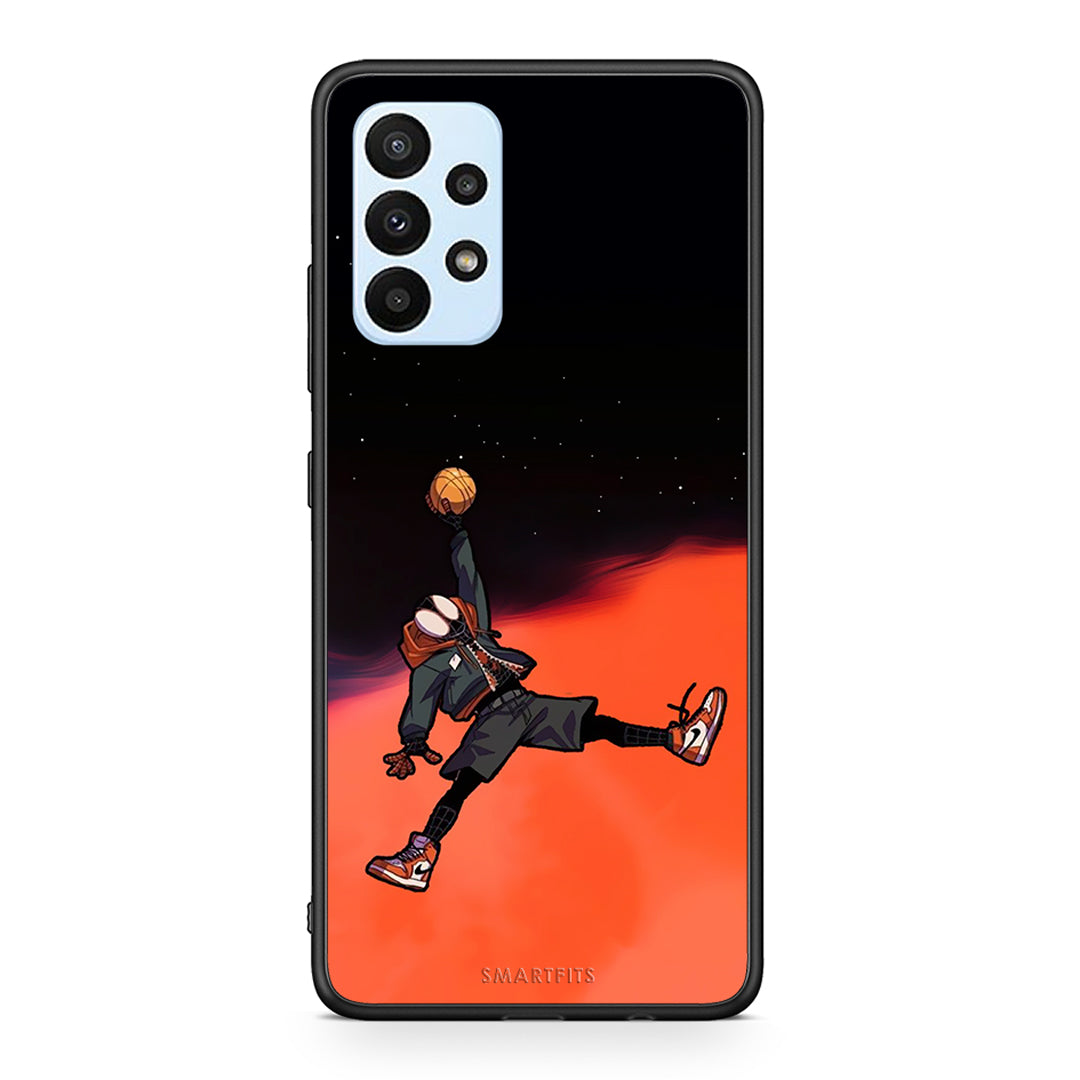 Samsung A23 Basketball Hero θήκη από τη Smartfits με σχέδιο στο πίσω μέρος και μαύρο περίβλημα | Smartphone case with colorful back and black bezels by Smartfits