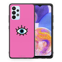 Thumbnail for Θήκη Samsung A23 Blue Eye Pink από τη Smartfits με σχέδιο στο πίσω μέρος και μαύρο περίβλημα | Samsung A23 Blue Eye Pink case with colorful back and black bezels