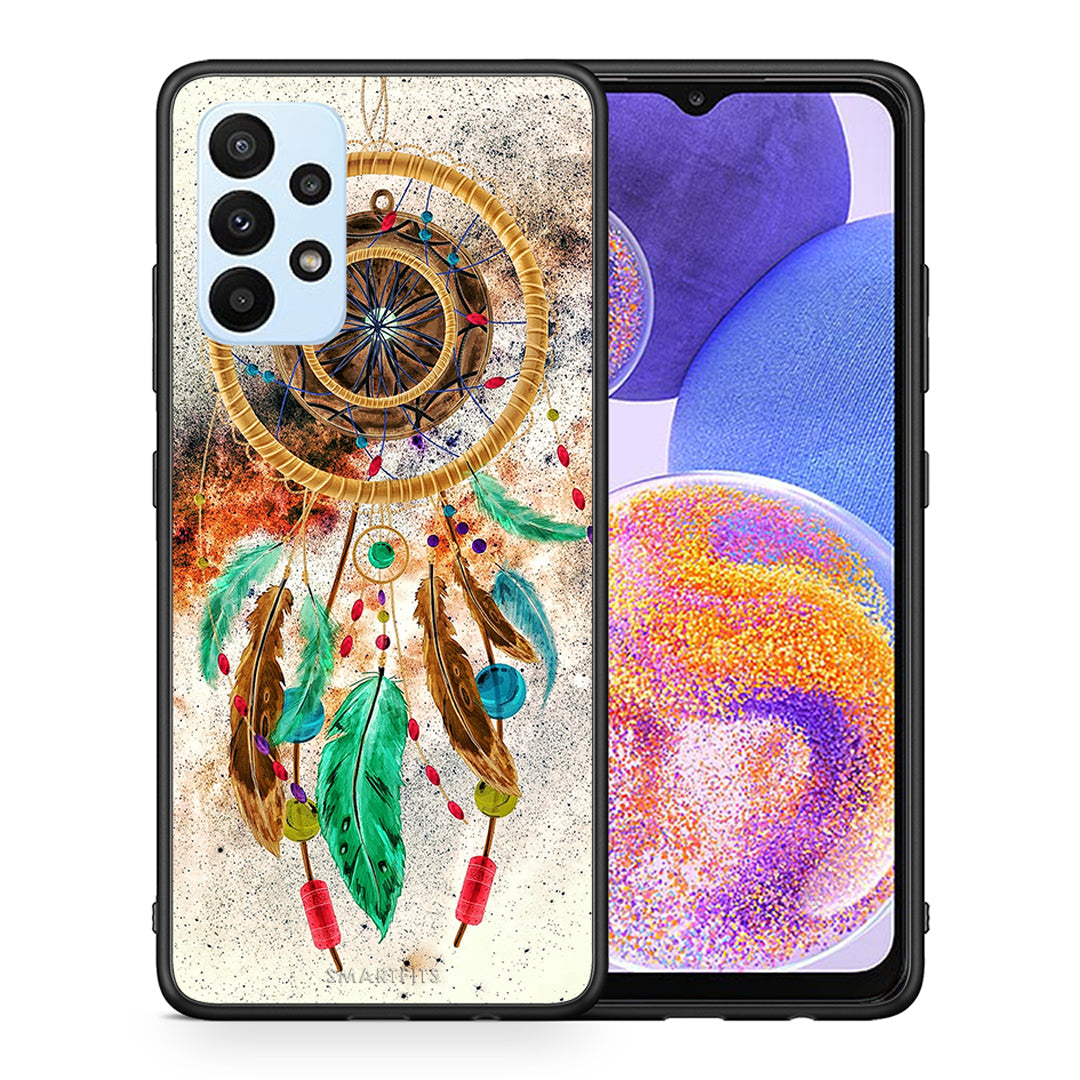 Θήκη Samsung A23 DreamCatcher Boho από τη Smartfits με σχέδιο στο πίσω μέρος και μαύρο περίβλημα | Samsung A23 DreamCatcher Boho case with colorful back and black bezels