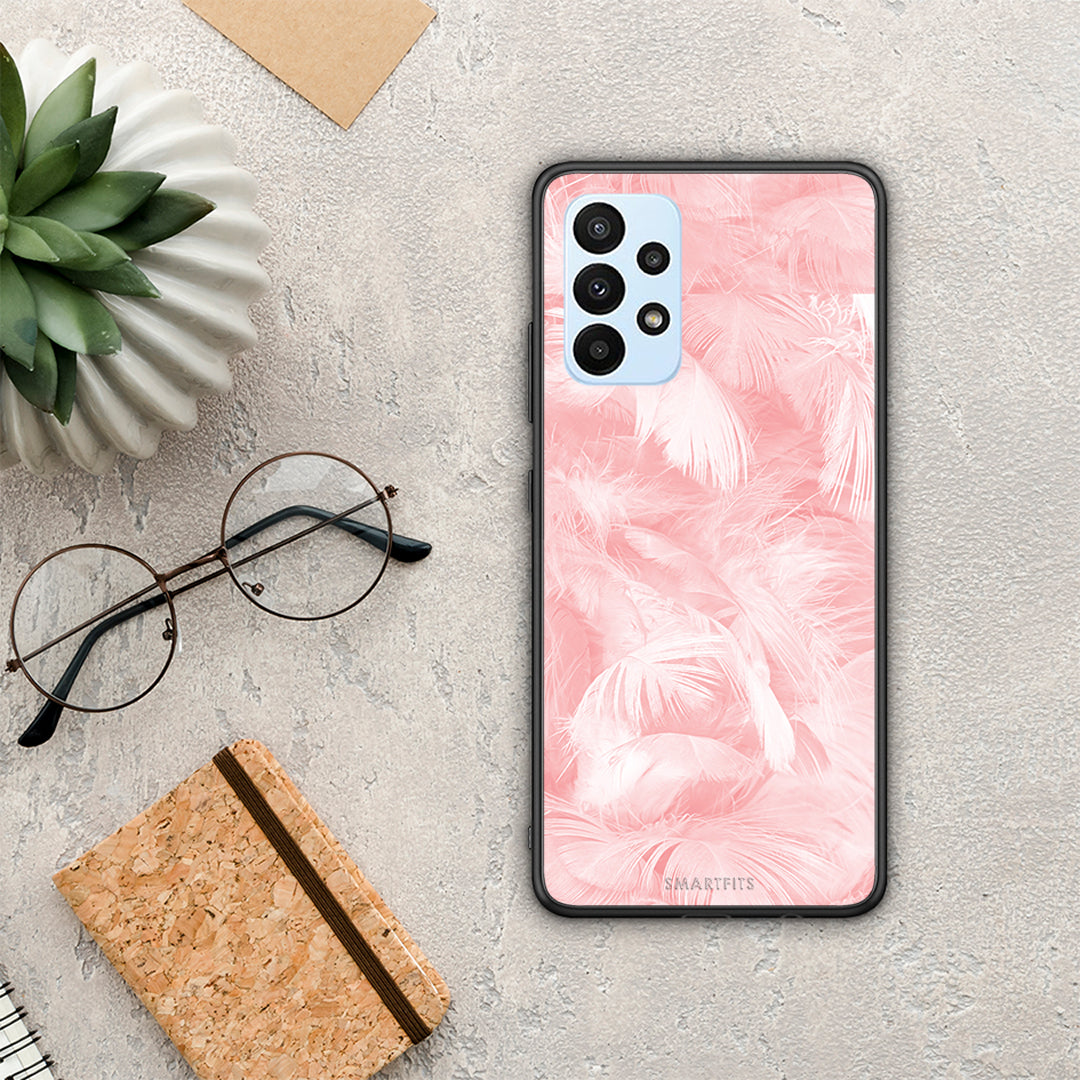 Boho Pink Feather - Samsung Galaxy A23 θήκη