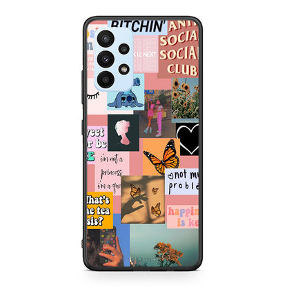 Samsung A23 Collage Bitchin Θήκη Αγίου Βαλεντίνου από τη Smartfits με σχέδιο στο πίσω μέρος και μαύρο περίβλημα | Smartphone case with colorful back and black bezels by Smartfits