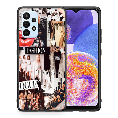 Θήκη Αγίου Βαλεντίνου Samsung A23 Collage Fashion από τη Smartfits με σχέδιο στο πίσω μέρος και μαύρο περίβλημα | Samsung A23 Collage Fashion case with colorful back and black bezels
