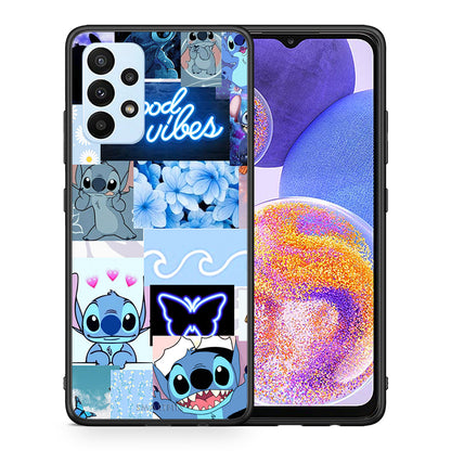 Θήκη Αγίου Βαλεντίνου Samsung A23 Collage Good Vibes από τη Smartfits με σχέδιο στο πίσω μέρος και μαύρο περίβλημα | Samsung A23 Collage Good Vibes case with colorful back and black bezels