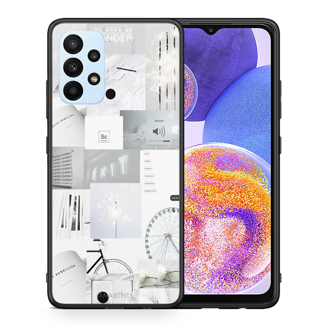 Θήκη Αγίου Βαλεντίνου Samsung A23 Collage Make Me Wonder από τη Smartfits με σχέδιο στο πίσω μέρος και μαύρο περίβλημα | Samsung A23 Collage Make Me Wonder case with colorful back and black bezels