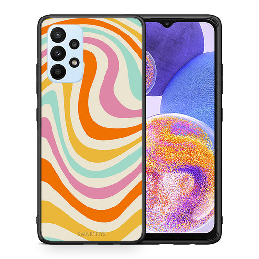 Θήκη Samsung A23 Colourful Waves από τη Smartfits με σχέδιο στο πίσω μέρος και μαύρο περίβλημα | Samsung A23 Colourful Waves case with colorful back and black bezels