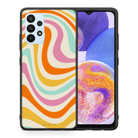 Thumbnail for Θήκη Samsung A23 Colourful Waves από τη Smartfits με σχέδιο στο πίσω μέρος και μαύρο περίβλημα | Samsung A23 Colourful Waves case with colorful back and black bezels