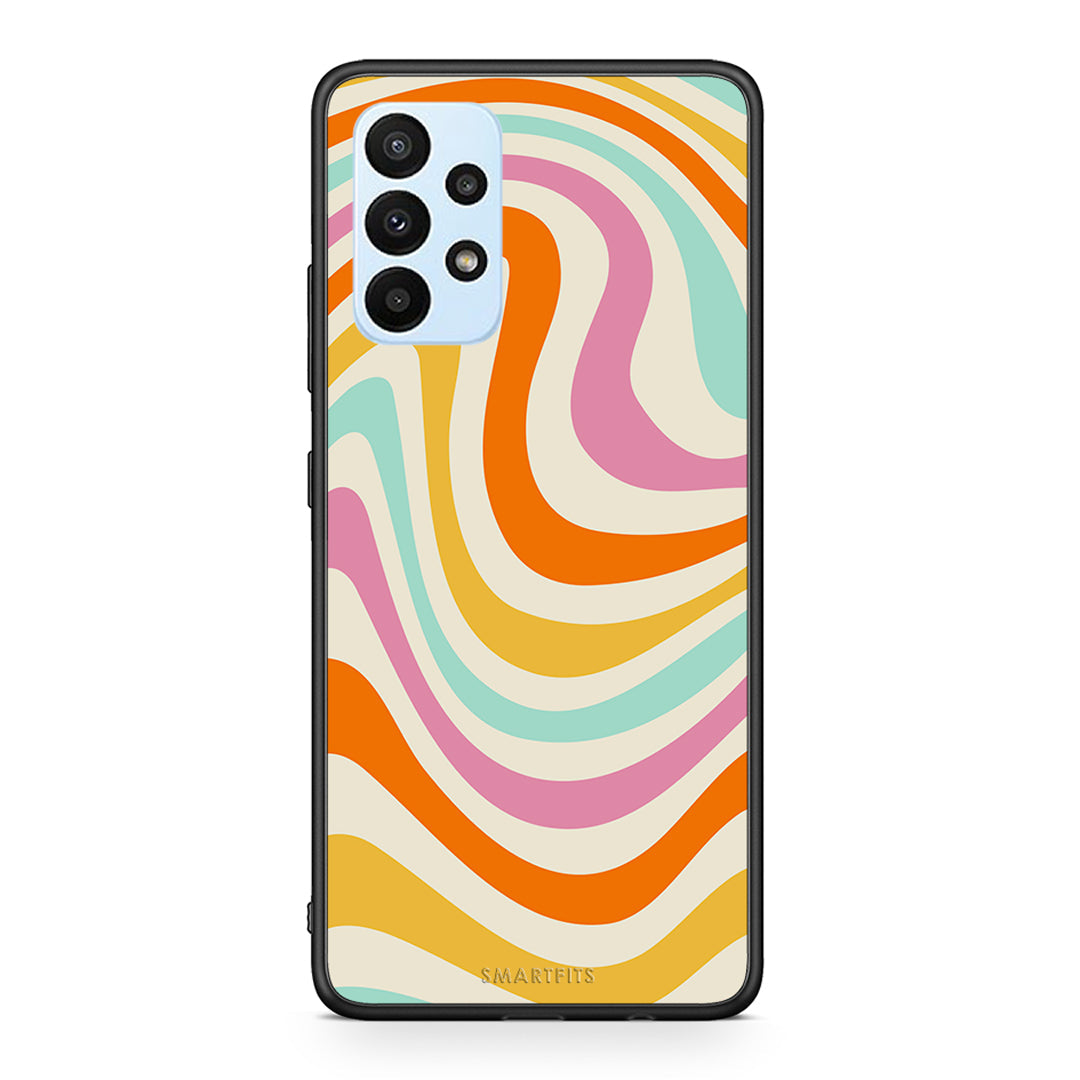 Samsung A23 Colourful Waves θήκη από τη Smartfits με σχέδιο στο πίσω μέρος και μαύρο περίβλημα | Smartphone case with colorful back and black bezels by Smartfits
