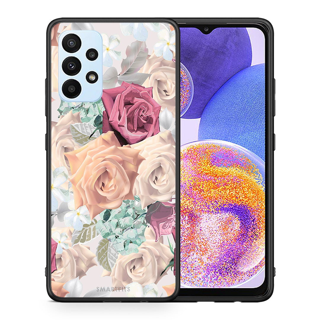 Θήκη Samsung A23 Bouquet Floral από τη Smartfits με σχέδιο στο πίσω μέρος και μαύρο περίβλημα | Samsung A23 Bouquet Floral case with colorful back and black bezels