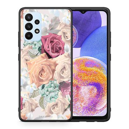 Θήκη Samsung A23 Bouquet Floral από τη Smartfits με σχέδιο στο πίσω μέρος και μαύρο περίβλημα | Samsung A23 Bouquet Floral case with colorful back and black bezels