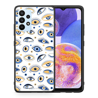 Θήκη Samsung A23 Ftou Ftou από τη Smartfits με σχέδιο στο πίσω μέρος και μαύρο περίβλημα | Samsung A23 Ftou Ftou case with colorful back and black bezels