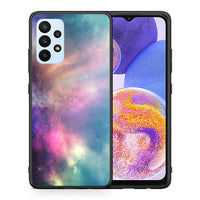 Thumbnail for Θήκη Samsung A23 Rainbow Galaxy από τη Smartfits με σχέδιο στο πίσω μέρος και μαύρο περίβλημα | Samsung A23 Rainbow Galaxy case with colorful back and black bezels