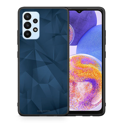 Θήκη Samsung A23 Blue Abstract Geometric από τη Smartfits με σχέδιο στο πίσω μέρος και μαύρο περίβλημα | Samsung A23 Blue Abstract Geometric case with colorful back and black bezels