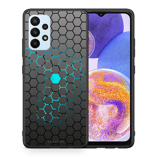 Θήκη Samsung A23 Hexagonal Geometric από τη Smartfits με σχέδιο στο πίσω μέρος και μαύρο περίβλημα | Samsung A23 Hexagonal Geometric case with colorful back and black bezels
