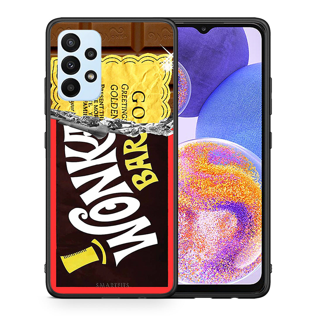 Θήκη Samsung A23 Golden Ticket από τη Smartfits με σχέδιο στο πίσω μέρος και μαύρο περίβλημα | Samsung A23 Golden Ticket case with colorful back and black bezels