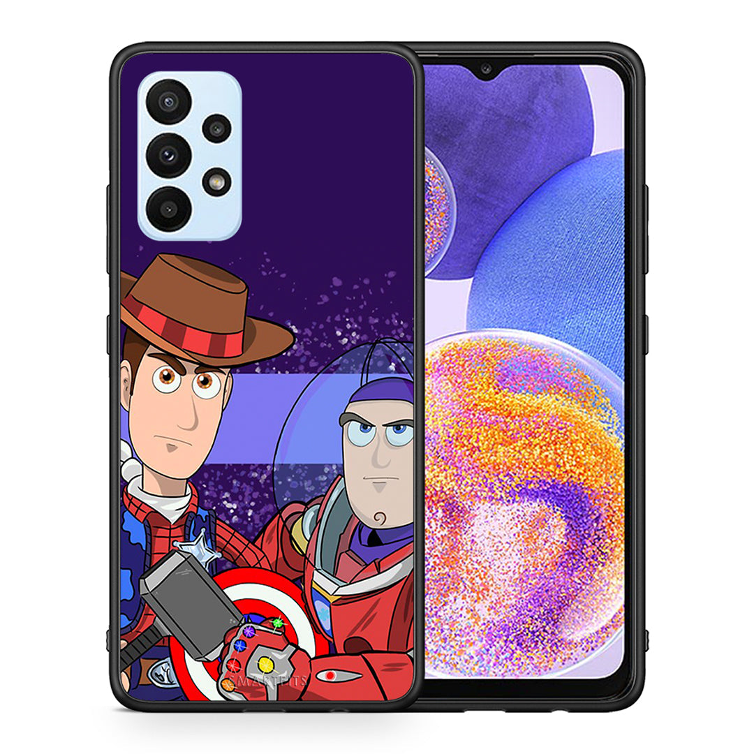 Θήκη Samsung A23 Infinity Story από τη Smartfits με σχέδιο στο πίσω μέρος και μαύρο περίβλημα | Samsung A23 Infinity Story case with colorful back and black bezels