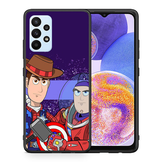 Θήκη Samsung A23 Infinity Story από τη Smartfits με σχέδιο στο πίσω μέρος και μαύρο περίβλημα | Samsung A23 Infinity Story case with colorful back and black bezels