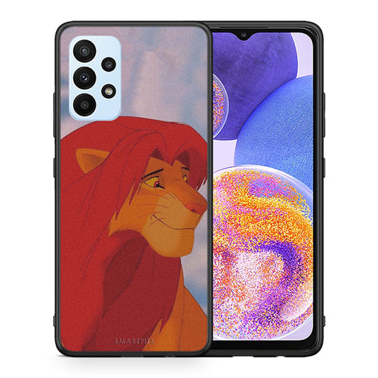 Θήκη Αγίου Βαλεντίνου Samsung A23 Lion Love 1 από τη Smartfits με σχέδιο στο πίσω μέρος και μαύρο περίβλημα | Samsung A23 Lion Love 1 case with colorful back and black bezels