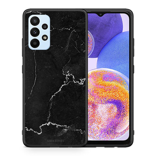 Θήκη Samsung A23 Marble Black από τη Smartfits με σχέδιο στο πίσω μέρος και μαύρο περίβλημα | Samsung A23 Marble Black case with colorful back and black bezels