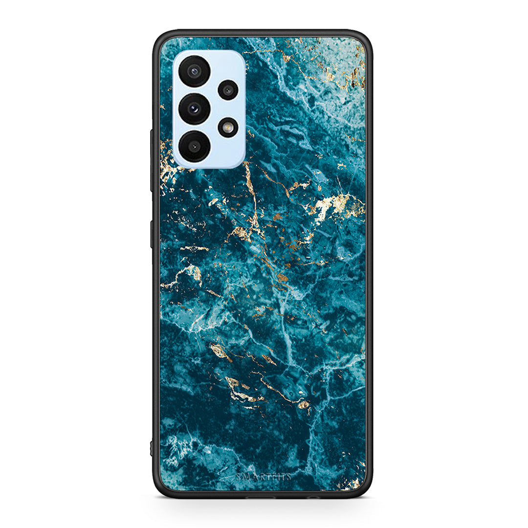 Samsung A23 Marble Blue θήκη από τη Smartfits με σχέδιο στο πίσω μέρος και μαύρο περίβλημα | Smartphone case with colorful back and black bezels by Smartfits