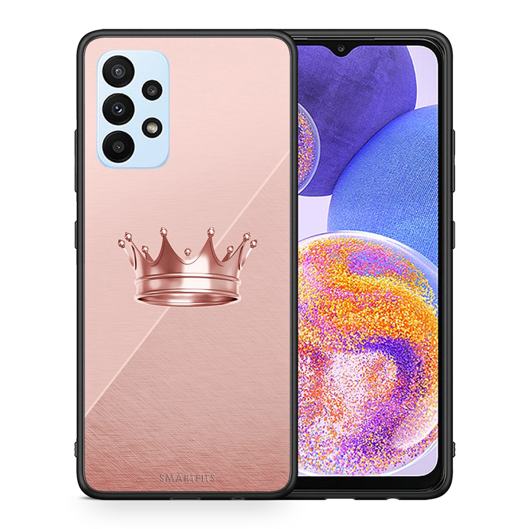 Θήκη Samsung A23 Crown Minimal από τη Smartfits με σχέδιο στο πίσω μέρος και μαύρο περίβλημα | Samsung A23 Crown Minimal case with colorful back and black bezels