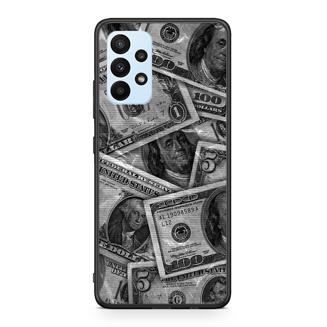 Samsung A23 Money Dollars θήκη από τη Smartfits με σχέδιο στο πίσω μέρος και μαύρο περίβλημα | Smartphone case with colorful back and black bezels by Smartfits