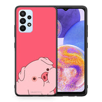 Thumbnail for Θήκη Αγίου Βαλεντίνου Samsung A23 Pig Love 1 από τη Smartfits με σχέδιο στο πίσω μέρος και μαύρο περίβλημα | Samsung A23 Pig Love 1 case with colorful back and black bezels
